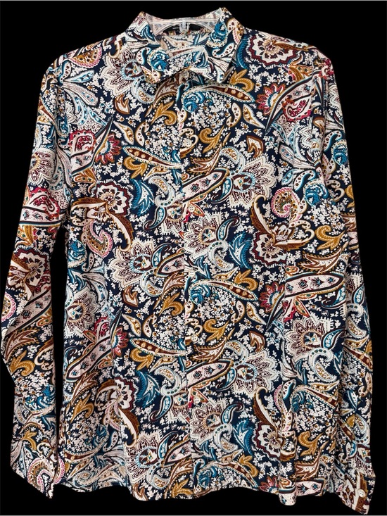 SSLR Other - SSLR Shirt Mens Cotton Navy Paisley Print Button Up Long Sleeve, Sz M